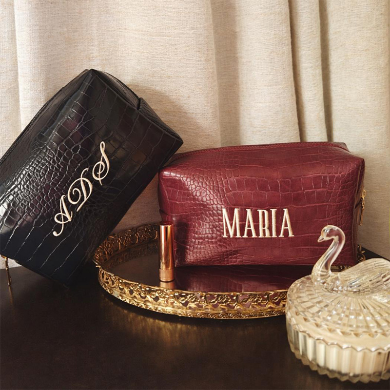 Luxury Bags Vegan Leather - Borsa per il Trucco Ricamata in